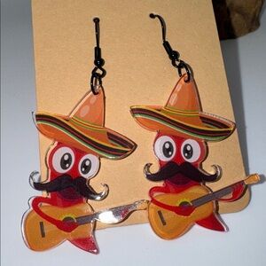 Chili Pepper Earrings Metal Hook with Backs